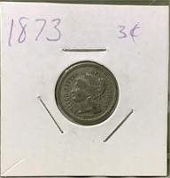 1873 US three Cent nickel
