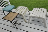 4 Patio tables, foot stools