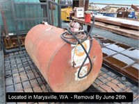 74"L X 45" DIA FUEL TANK W/12V PUMP, HOSE &