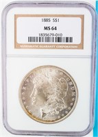 Coin 1885  Morgan Silver Dollar NGC MS64