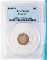 Coin 1905-O barber Dime PCGS G06