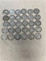 (30) silver mercury dimes