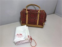 Coach Red w/ Tan Leather Signature Purse w/ Dust