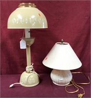 MCM Toleware Lamp & Hand Painted Belleek Lamp