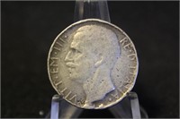 1927 Italy 10 Lire Silver Coin