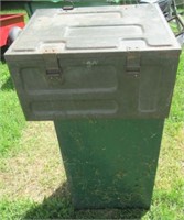Metal cabinet and large ammo can, cabinet is 31"T