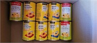 Lot of 9 assorted canned fruit