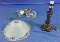 Vintage lamps/fixtures, one damaged