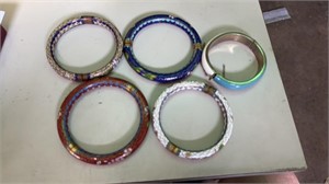 Lot of 5 Enamel Bangel Bracelets