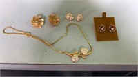 Flower Jewelry Lot Necklace Earrings