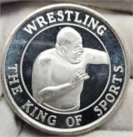 1 Troy Oz. Silver Round "Wrestling"