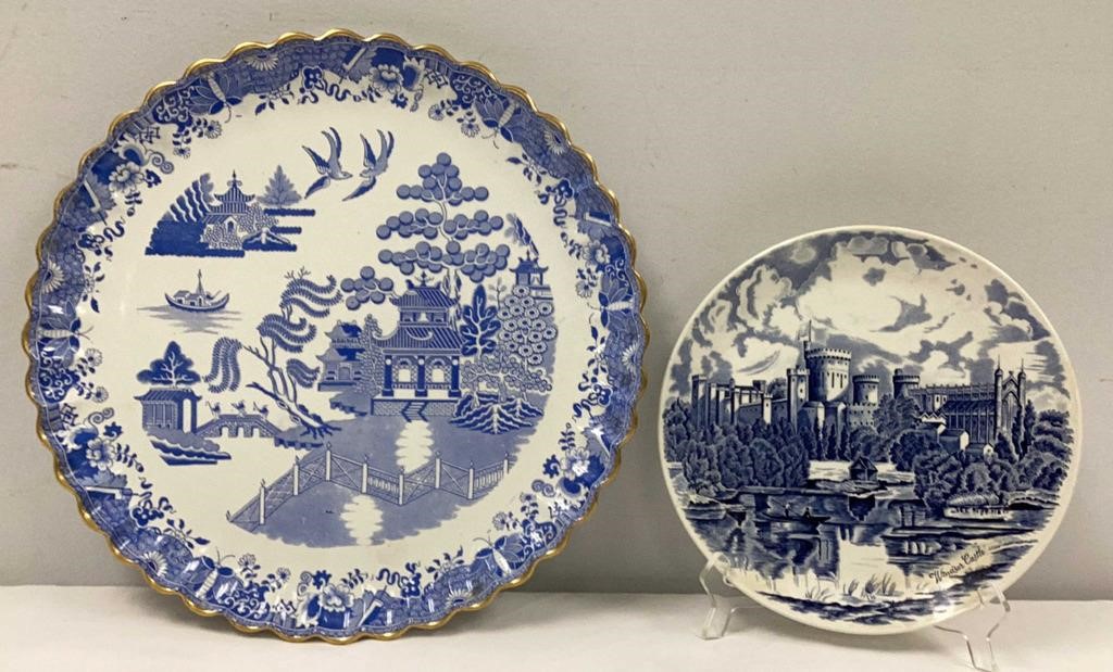 Two Blue Transferware Plates