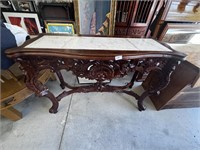 ORIENTAL MARBLE TOP HALL TABLE MINOR REPAIRS