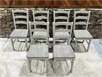 Set of Six Grey Natural Wood Grain Finish Chairs