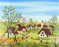 Kowalski Folk Scene Oil on Canvas