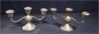 Sterling silver weighted candlesticks, 1000 g