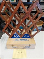 Wine rack and empty wood wine box