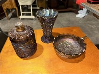 3-PC CARNIVAL GLASS PIECES