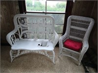 Wicker Settee and Chair