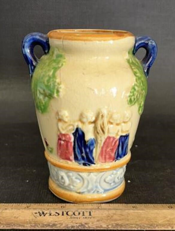 VINTAGE HAND PAINTED EUROPEAN STYLE VASE-APPROX.