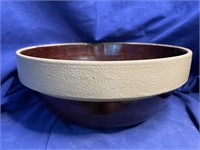 Crock Stoneware Brown White Bowl  +