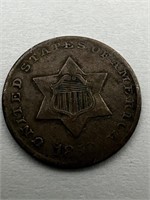 1852 Three Cent Silver Piece Trime 3c