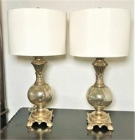 Pair of Mercury Glass Lamps with Fabric