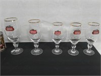 5 Verres Stella Artois beer glasses