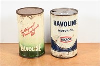 TEXACO HAVOLINE & VALVOLINE MOTOR OIL IMP. QT.CANS
