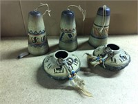 NATIVE AMERICAN BELLS w FEATHERS AND BOWLS LOT
