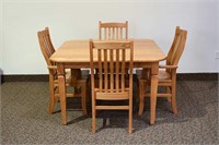 OAK "LINCOLN LEG" METRO TABLE WITH 4 CHAIRS