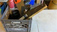 Milk Crate With Circular Saw and Other Items