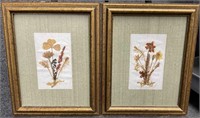 Two Framed Pressed Flower Wall Hangings