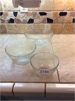 3- Pyrex glass bowls
