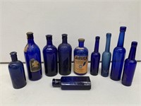 Selection of Antique Blue Bottles