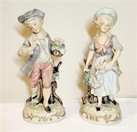 Colonial Couple Hand Painted Figurines Lenwile