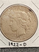 1922 D Peace silver dollar