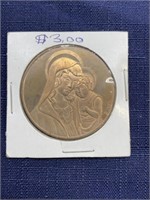 Religious coin token Mother Mary Jesus