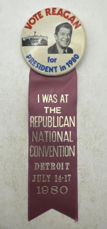 (Y) 1980 Vote Reagan for President Button 2.25” &