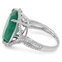 Emerald & Diam Ring: 14K Gold, 10.50ct & 0.30ct