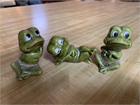 3 Enesco Japan Ceramic Frogs (living room)