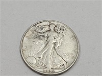 1938 D Silver walking Half Dollar Coins