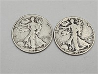 1939 SIlver Walking Half Dollar Coins
