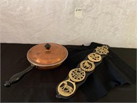 English Harness With Brass Medallions, Copper Pan