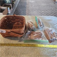 Longaberger Basket  & Vintage Wood Clothes Pins