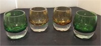 Set of four beautiful thick glass votive cups