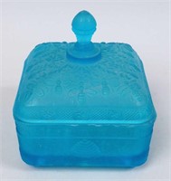 Teal Blue Honey Bee Indiana Glass Candy Dish