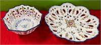 N - HAND PAINTED BOWL & PLATE (PORTUGAL) (F2)