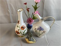 Assorted Budvases, Pitcher and Figurine