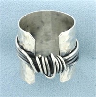 Mens Hand Crafted Rope and Panel Ring in Sterling